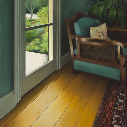 Pamela Tippett, 'Interior with Javie Chair', 2004, oil on canvas, 45 x 45cm. Donated through the Australian Government's Cultural Gifts Program by Pamela Tippett.
